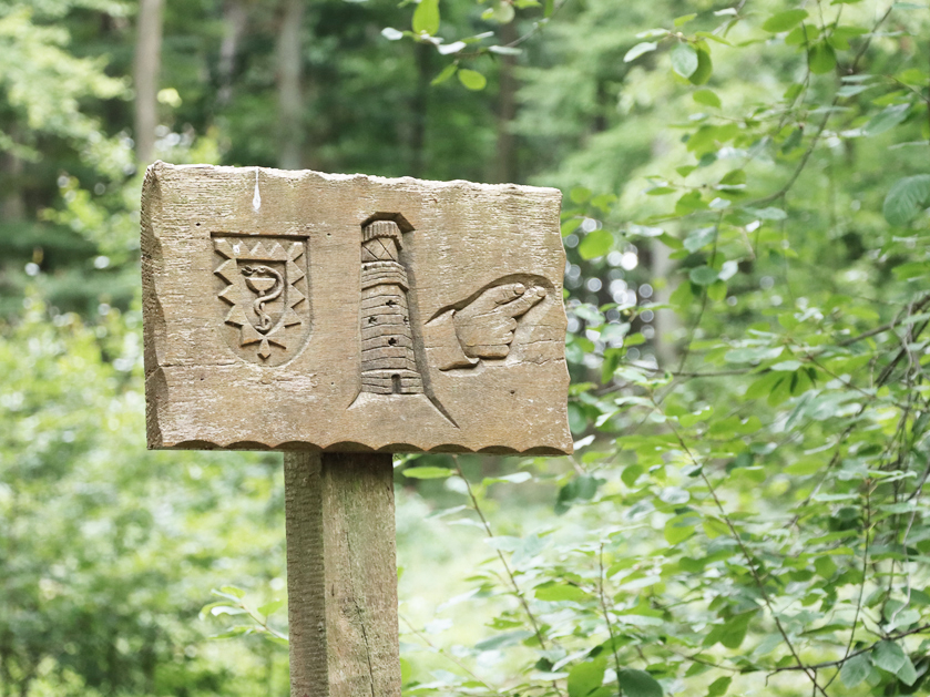 Wegweiser zum Turm im Wald von Bad Nenndorf